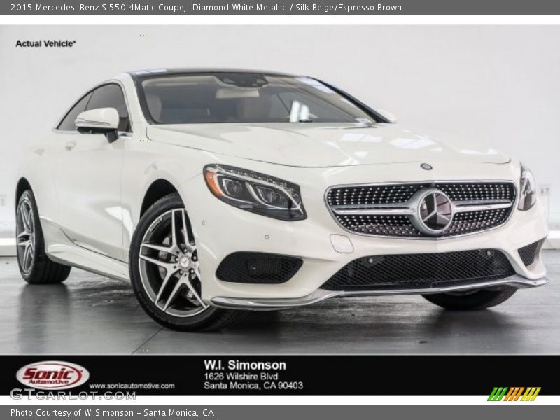 Diamond White Metallic / Silk Beige/Espresso Brown 2015 Mercedes-Benz S 550 4Matic Coupe