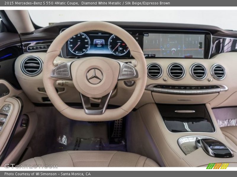 Diamond White Metallic / Silk Beige/Espresso Brown 2015 Mercedes-Benz S 550 4Matic Coupe