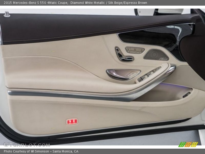 Diamond White Metallic / Silk Beige/Espresso Brown 2015 Mercedes-Benz S 550 4Matic Coupe