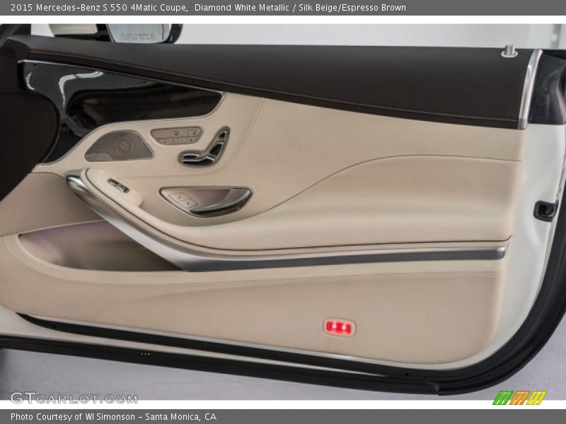 Diamond White Metallic / Silk Beige/Espresso Brown 2015 Mercedes-Benz S 550 4Matic Coupe