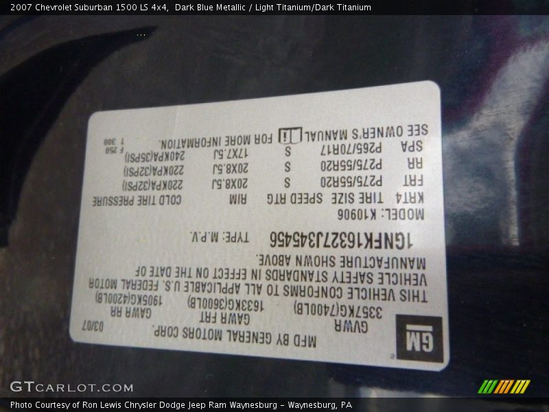 Dark Blue Metallic / Light Titanium/Dark Titanium 2007 Chevrolet Suburban 1500 LS 4x4