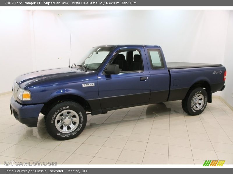 Vista Blue Metallic / Medium Dark Flint 2009 Ford Ranger XLT SuperCab 4x4