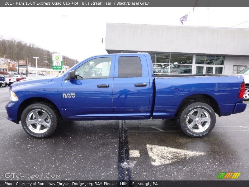 Blue Streak Pearl / Black/Diesel Gray 2017 Ram 1500 Express Quad Cab 4x4