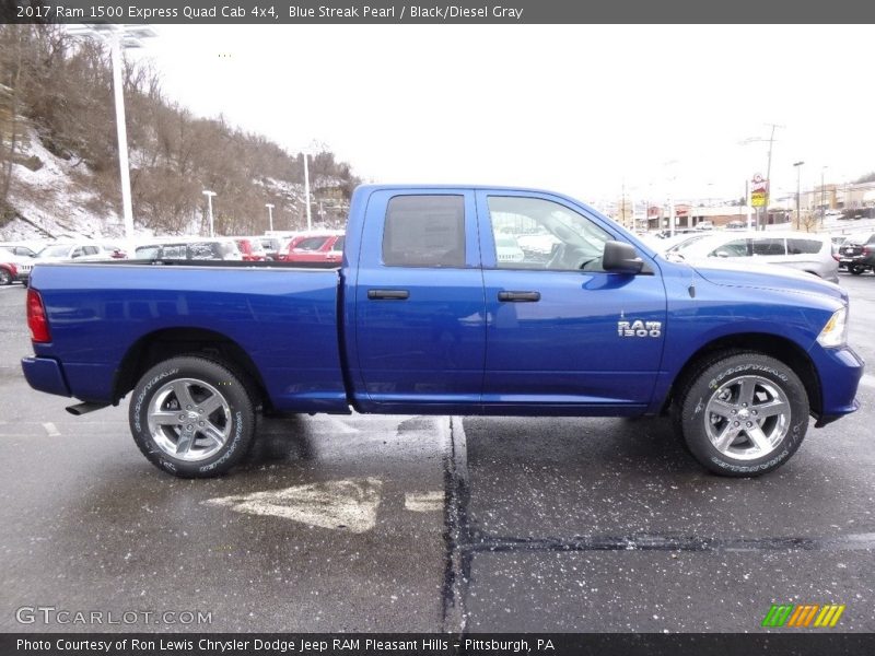 Blue Streak Pearl / Black/Diesel Gray 2017 Ram 1500 Express Quad Cab 4x4