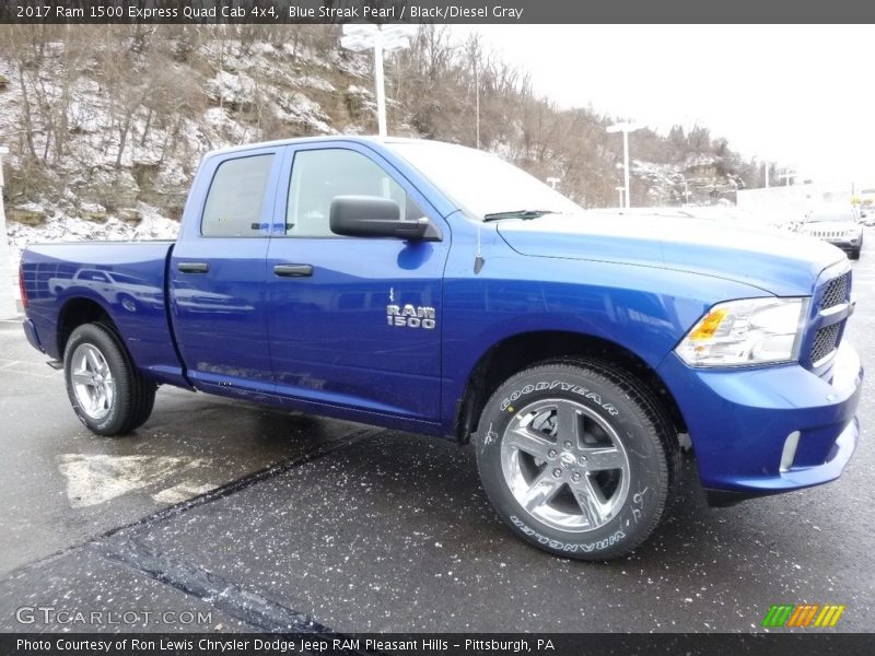 Blue Streak Pearl / Black/Diesel Gray 2017 Ram 1500 Express Quad Cab 4x4