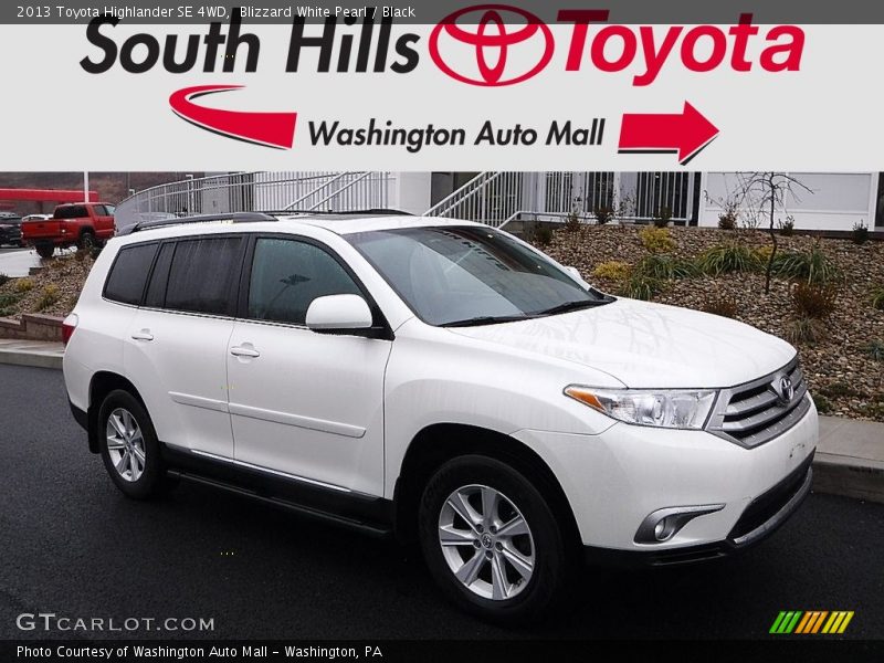 Blizzard White Pearl / Black 2013 Toyota Highlander SE 4WD