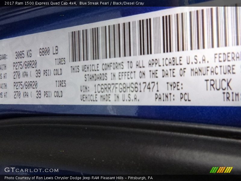 Blue Streak Pearl / Black/Diesel Gray 2017 Ram 1500 Express Quad Cab 4x4