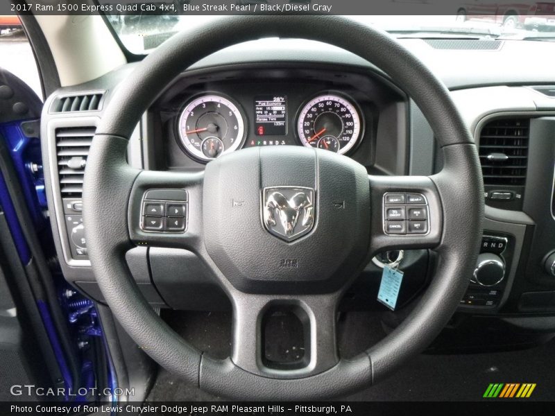 Blue Streak Pearl / Black/Diesel Gray 2017 Ram 1500 Express Quad Cab 4x4