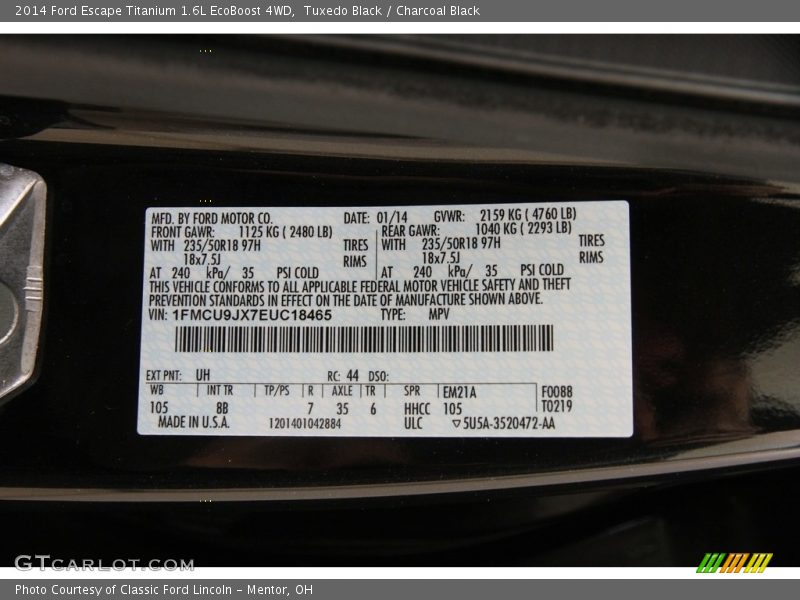 Tuxedo Black / Charcoal Black 2014 Ford Escape Titanium 1.6L EcoBoost 4WD