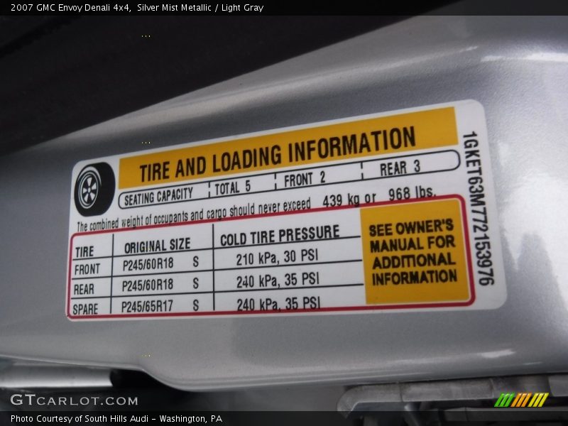 Silver Mist Metallic / Light Gray 2007 GMC Envoy Denali 4x4