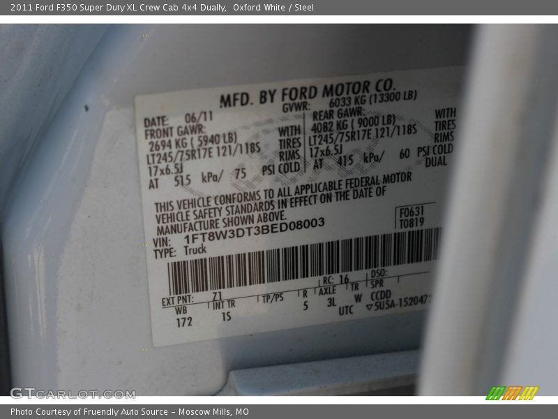 Oxford White / Steel 2011 Ford F350 Super Duty XL Crew Cab 4x4 Dually