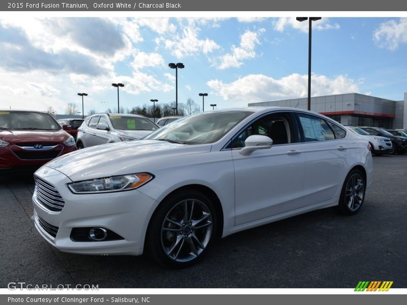 Oxford White / Charcoal Black 2015 Ford Fusion Titanium