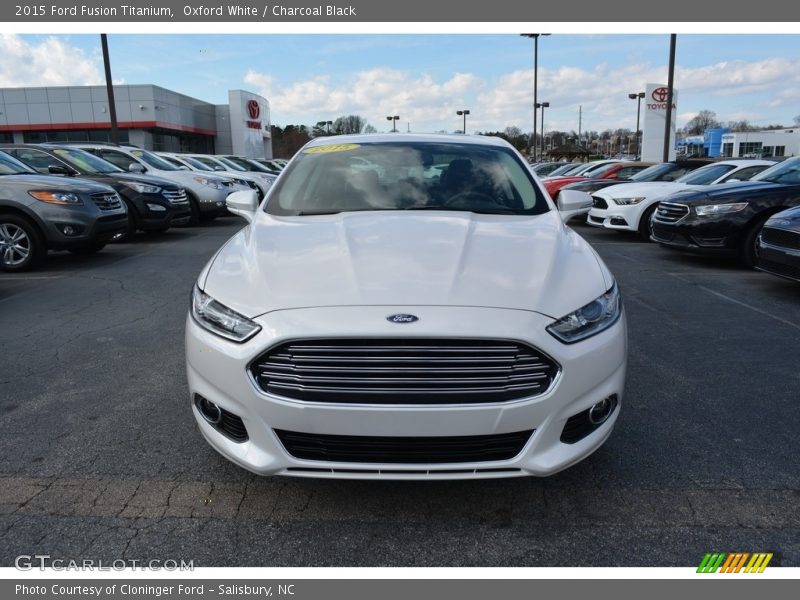 Oxford White / Charcoal Black 2015 Ford Fusion Titanium