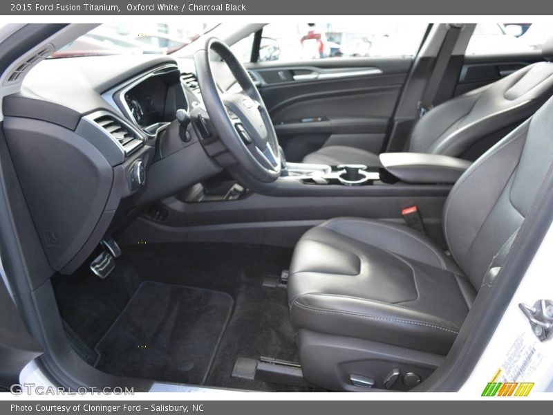 Oxford White / Charcoal Black 2015 Ford Fusion Titanium
