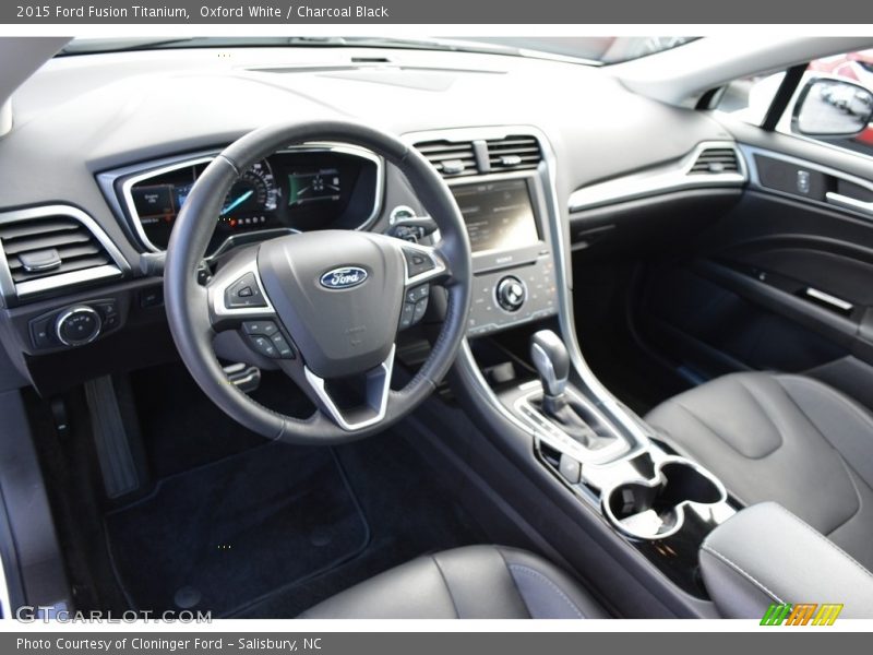 Oxford White / Charcoal Black 2015 Ford Fusion Titanium