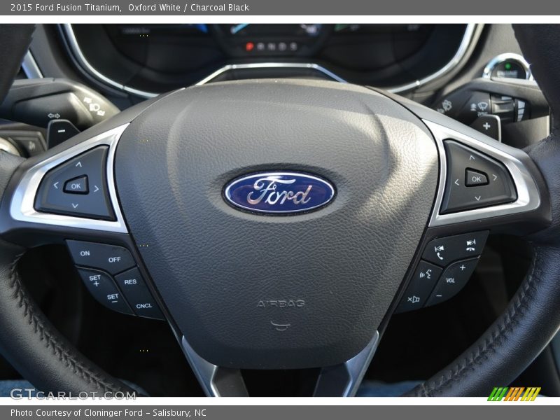 Oxford White / Charcoal Black 2015 Ford Fusion Titanium