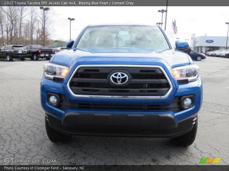Blazing Blue Pearl / Cement Gray 2017 Toyota Tacoma SR5 Access Cab 4x4