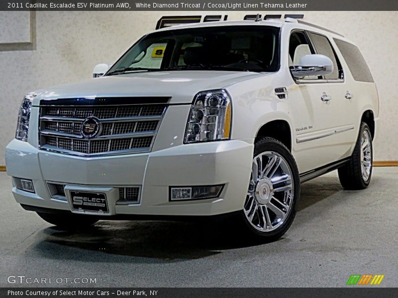 White Diamond Tricoat / Cocoa/Light Linen Tehama Leather 2011 Cadillac Escalade ESV Platinum AWD