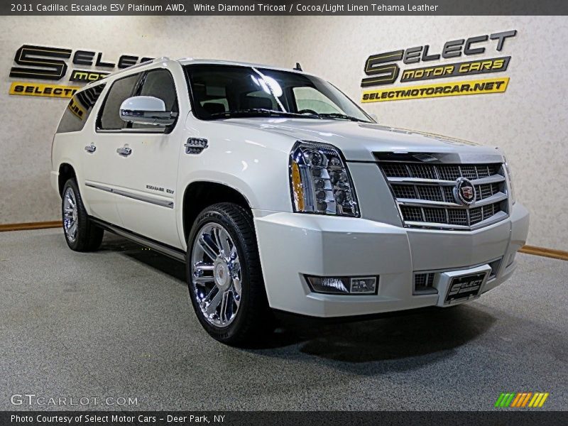 White Diamond Tricoat / Cocoa/Light Linen Tehama Leather 2011 Cadillac Escalade ESV Platinum AWD