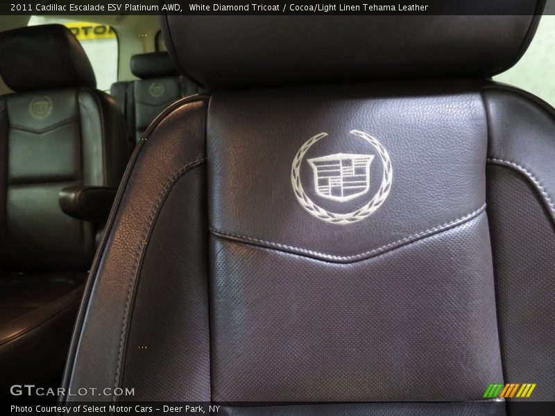 White Diamond Tricoat / Cocoa/Light Linen Tehama Leather 2011 Cadillac Escalade ESV Platinum AWD