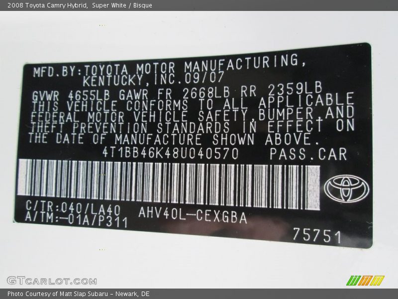 Super White / Bisque 2008 Toyota Camry Hybrid