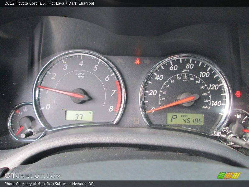 Hot Lava / Dark Charcoal 2013 Toyota Corolla S