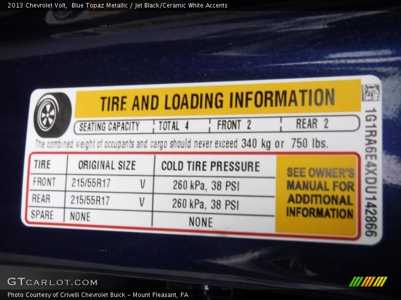 Blue Topaz Metallic / Jet Black/Ceramic White Accents 2013 Chevrolet Volt