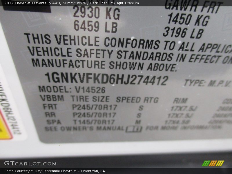 Summit White / Dark Titanium/Light Titanium 2017 Chevrolet Traverse LS AWD