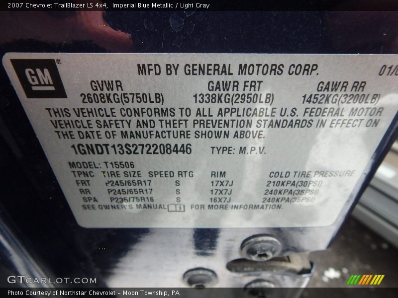 Imperial Blue Metallic / Light Gray 2007 Chevrolet TrailBlazer LS 4x4