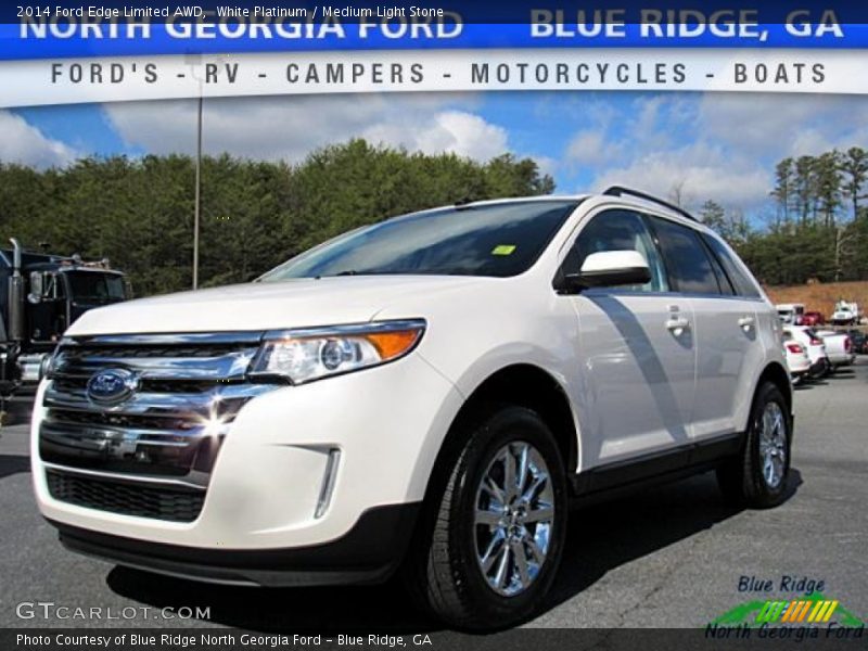 White Platinum / Medium Light Stone 2014 Ford Edge Limited AWD