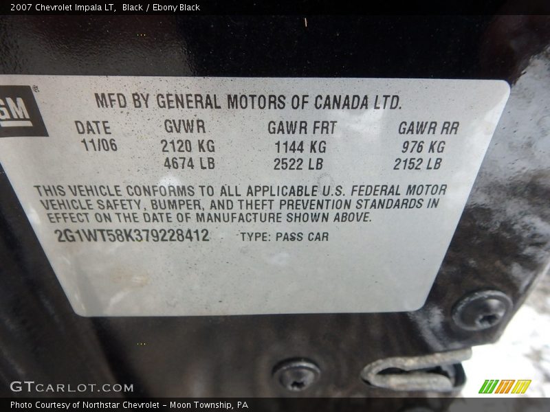 Black / Ebony Black 2007 Chevrolet Impala LT