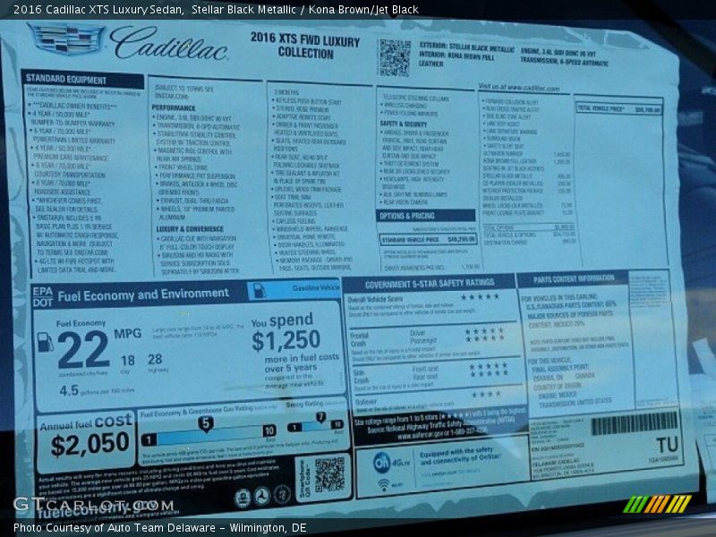 Stellar Black Metallic / Kona Brown/Jet Black 2016 Cadillac XTS Luxury Sedan