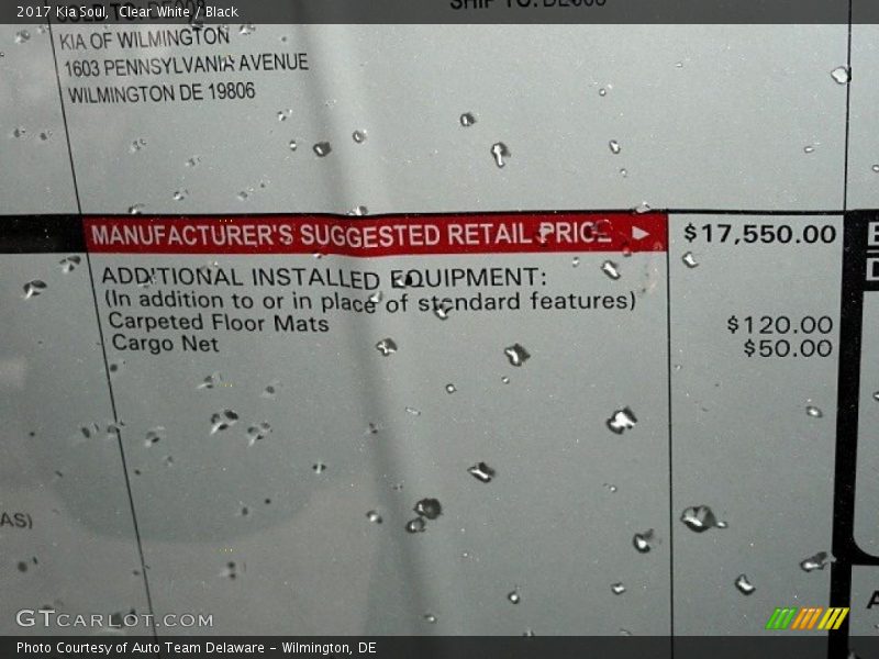 Clear White / Black 2017 Kia Soul