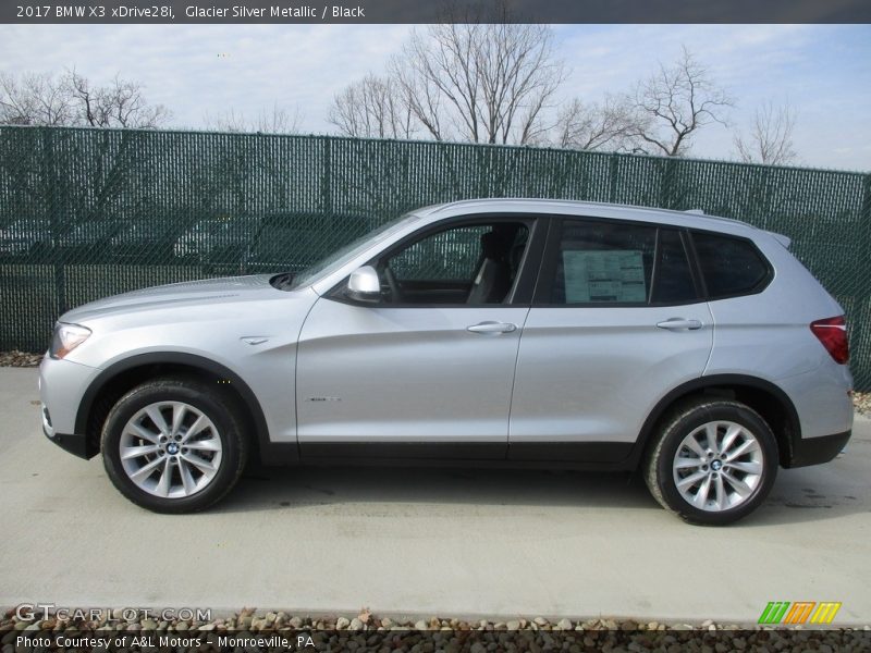 Glacier Silver Metallic / Black 2017 BMW X3 xDrive28i