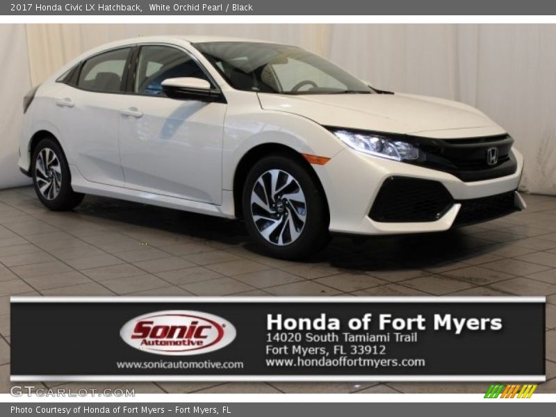 White Orchid Pearl / Black 2017 Honda Civic LX Hatchback