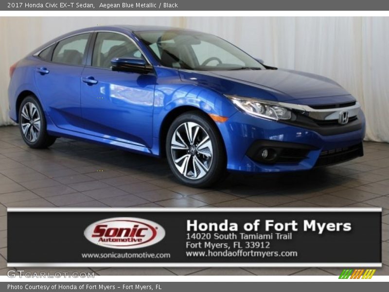 Aegean Blue Metallic / Black 2017 Honda Civic EX-T Sedan
