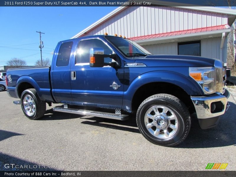 Dark Blue Pearl Metallic / Steel Gray 2011 Ford F250 Super Duty XLT SuperCab 4x4