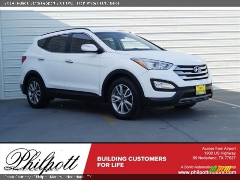 Frost White Pearl / Beige 2014 Hyundai Santa Fe Sport 2.0T FWD