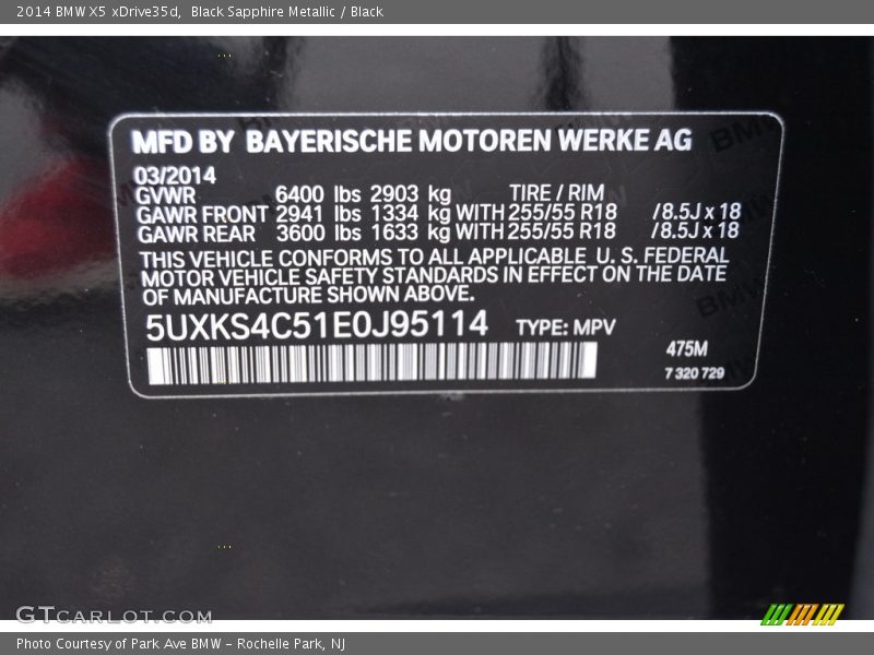 Black Sapphire Metallic / Black 2014 BMW X5 xDrive35d