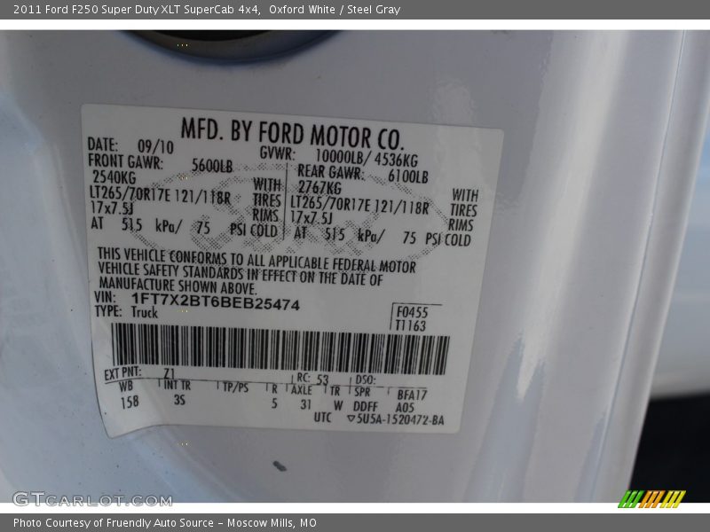 Oxford White / Steel Gray 2011 Ford F250 Super Duty XLT SuperCab 4x4