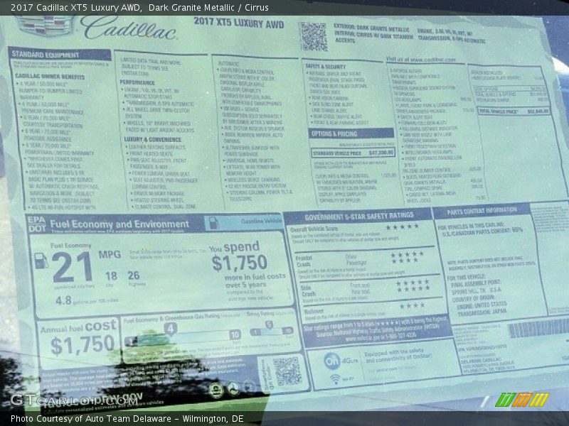 Dark Granite Metallic / Cirrus 2017 Cadillac XT5 Luxury AWD