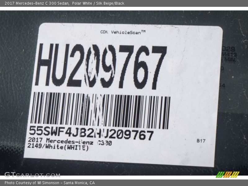 Polar White / Silk Beige/Black 2017 Mercedes-Benz C 300 Sedan