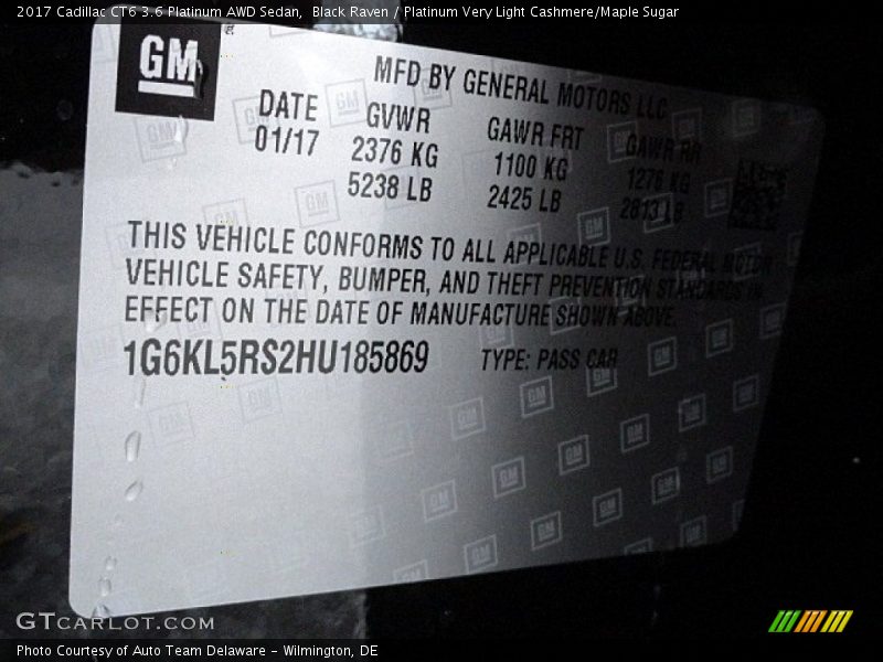 Black Raven / Platinum Very Light Cashmere/Maple Sugar 2017 Cadillac CT6 3.6 Platinum AWD Sedan