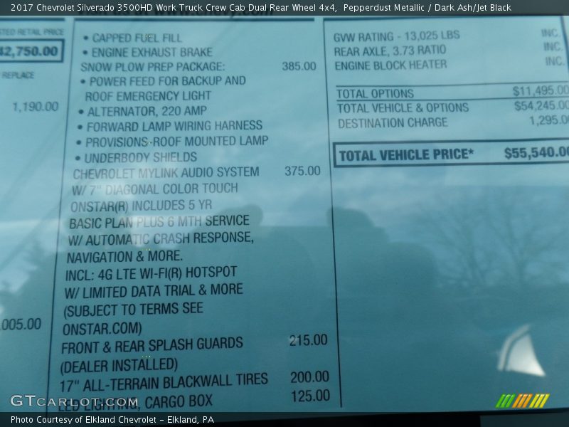 Pepperdust Metallic / Dark Ash/Jet Black 2017 Chevrolet Silverado 3500HD Work Truck Crew Cab Dual Rear Wheel 4x4