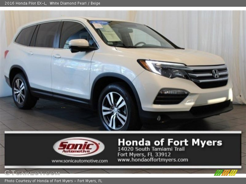 White Diamond Pearl / Beige 2016 Honda Pilot EX-L