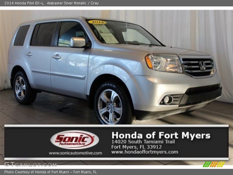 Alabaster Silver Metallic / Gray 2014 Honda Pilot EX-L