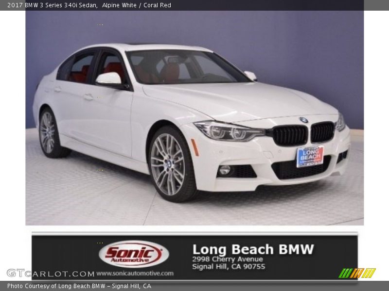 Alpine White / Coral Red 2017 BMW 3 Series 340i Sedan
