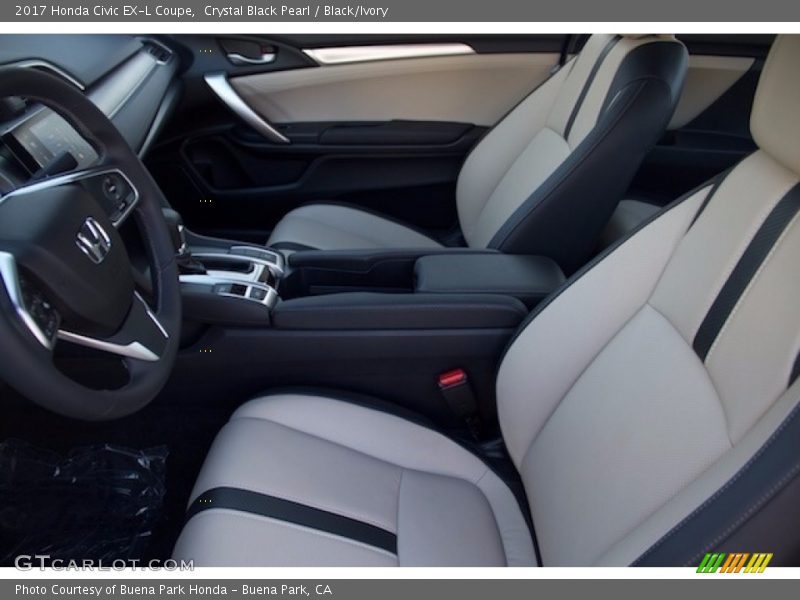 Crystal Black Pearl / Black/Ivory 2017 Honda Civic EX-L Coupe