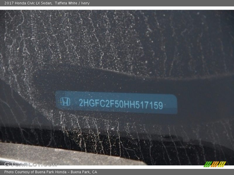Taffeta White / Ivory 2017 Honda Civic LX Sedan