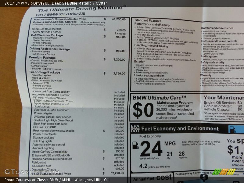 Deep Sea Blue Metallic / Oyster 2017 BMW X3 xDrive28i